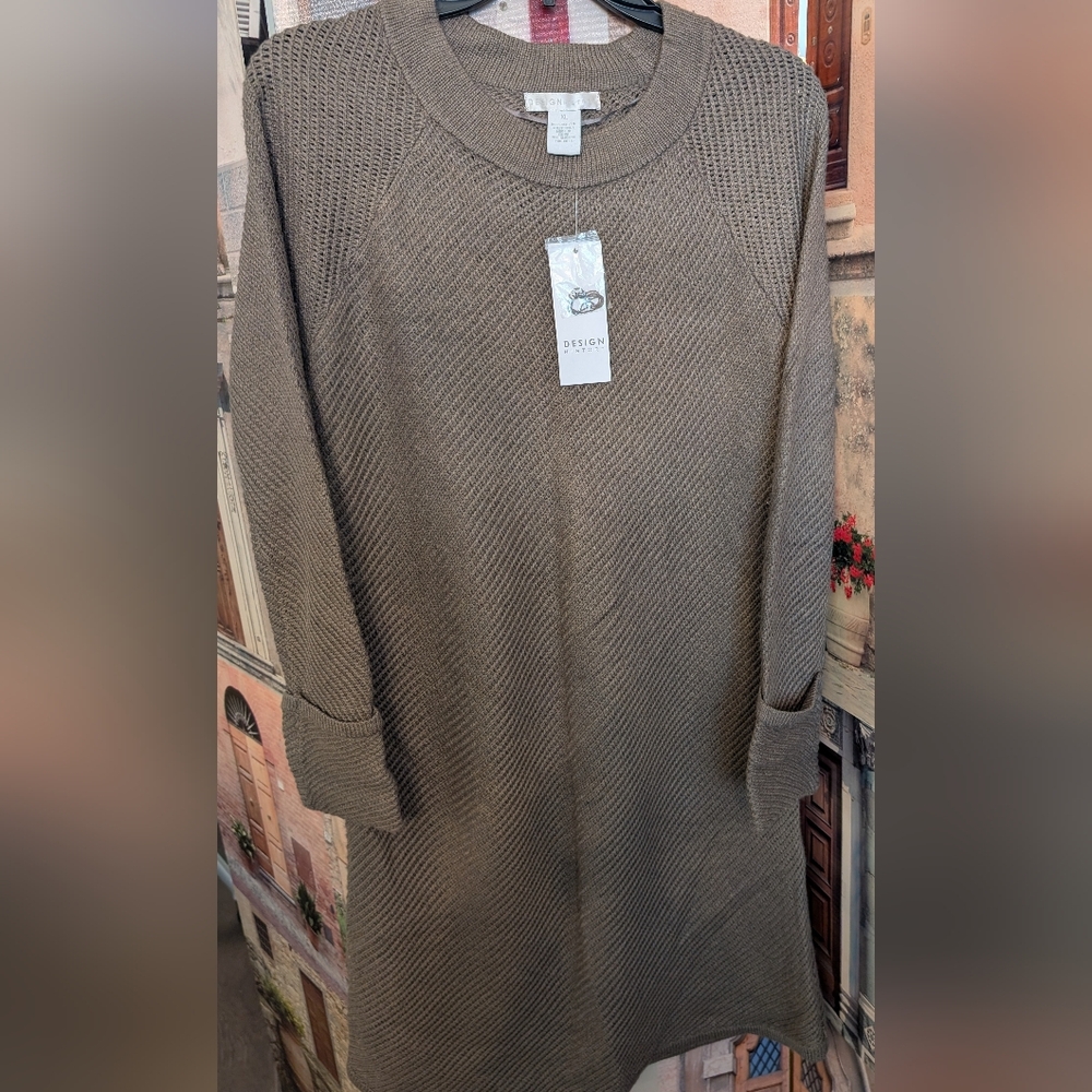 Ladies Olive Knee Length Sweater Dress